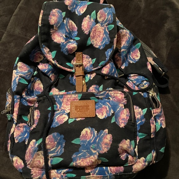 PINK Floral Backpack Bookbag - Picture 1 of 2